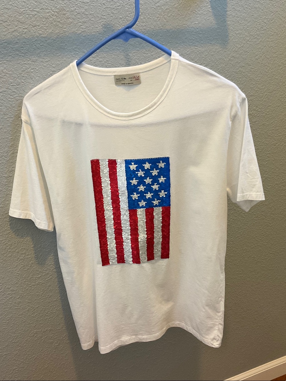 Zara sequin American flag tshirt